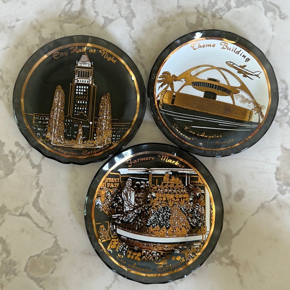 Vintage cocktail glass coasters tinker dishes set of 3
